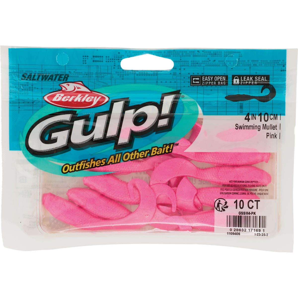 Berkley Gulp! Pink Saltwater Swimming Mullet Fishing Lure