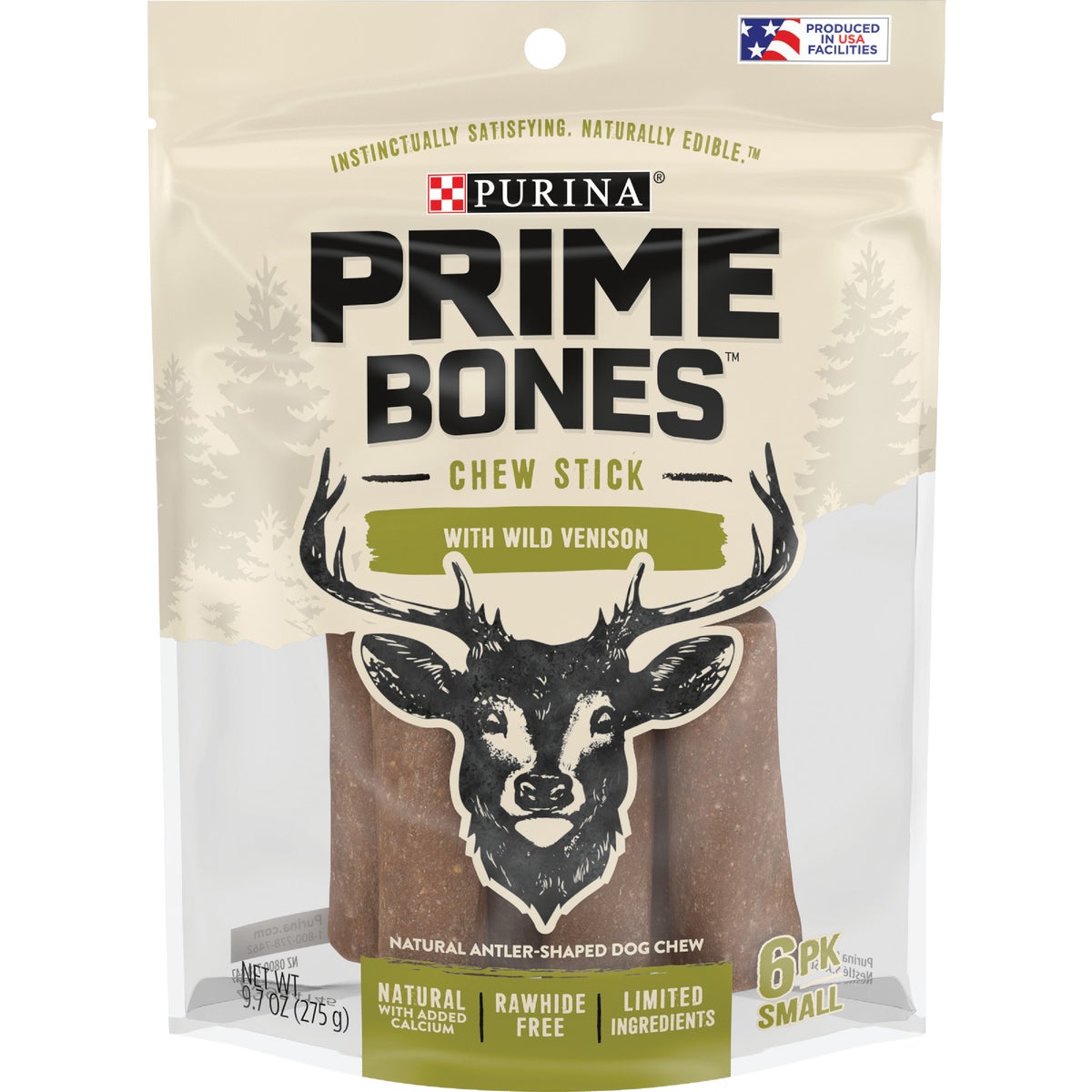 Purina Prime Bones Small Venison Flavor Chew Stick Dog Treat (6-Pack)