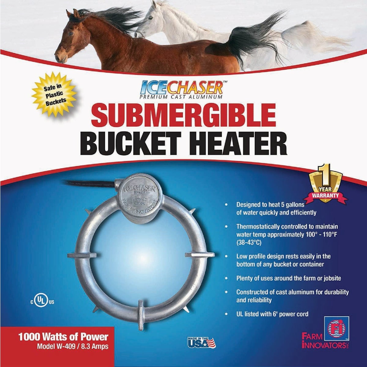Farm Innovators 1000W Submersible Bucket Heater