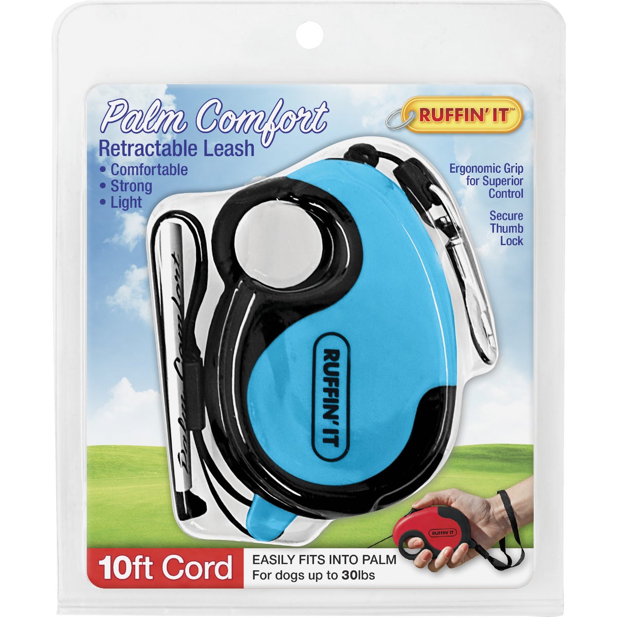 Westminster Pet Ruffin' it Palm Comfort 10 Ft. Cord Up to 30 Lb. Dog Retractable Leash
