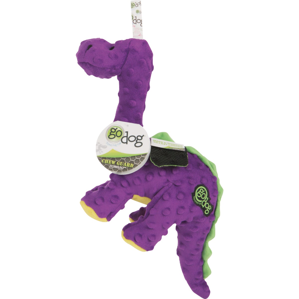 goDog Dinos Bruto Large Purple Squeaky Plush Dog Toy