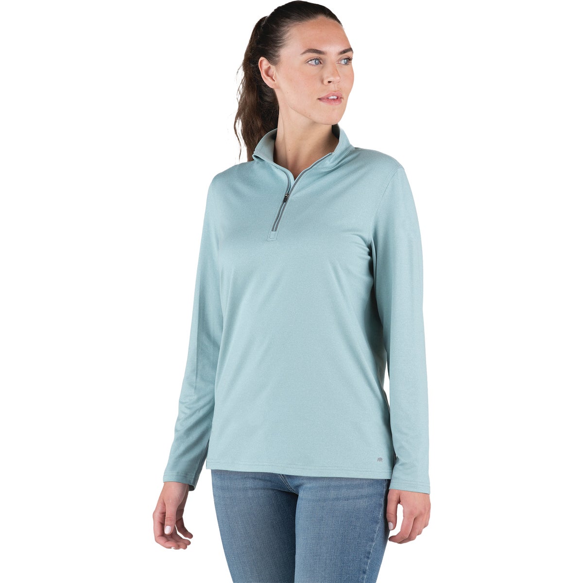 Berne Women's XL Heathered Eggshell Blue Midweight UPF Quarter-Zip Shirt