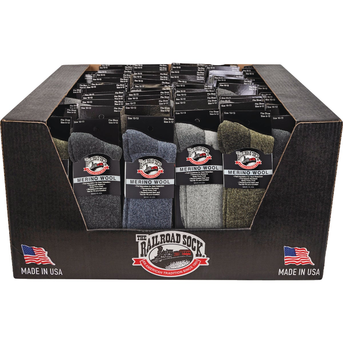 Railroad Sock Merino Wool Crew Sock Assortment (96-Count)