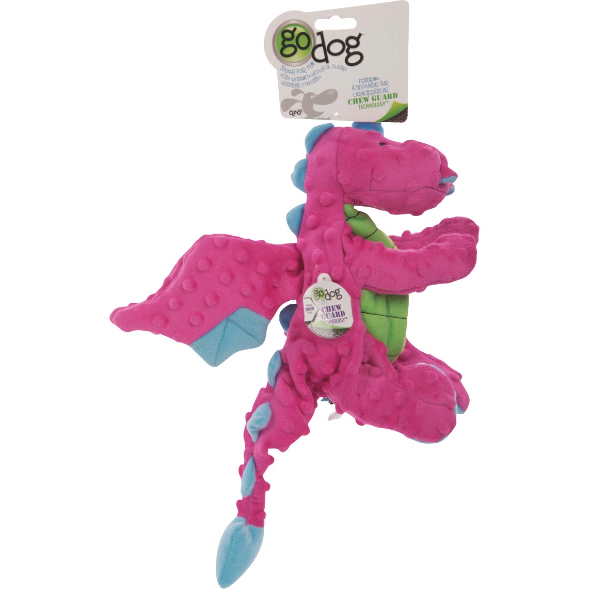 goDog Dragons Large Pink Squeaky Plush Dog Toy