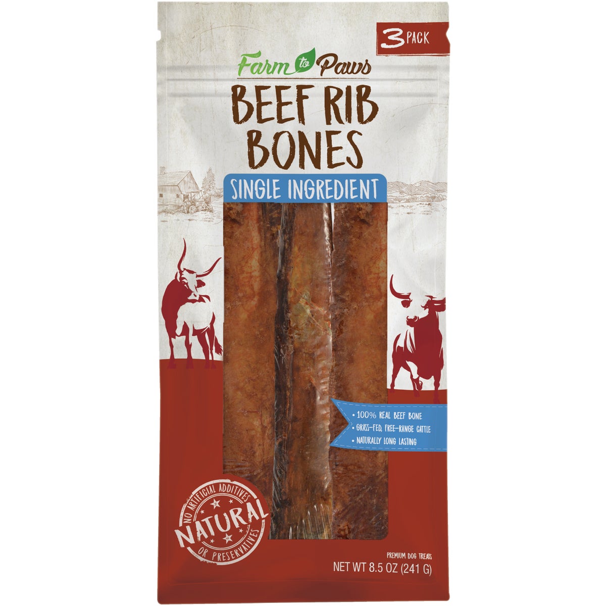 Cadet Beef Rib Bones for Large Dogs (3-Pack)