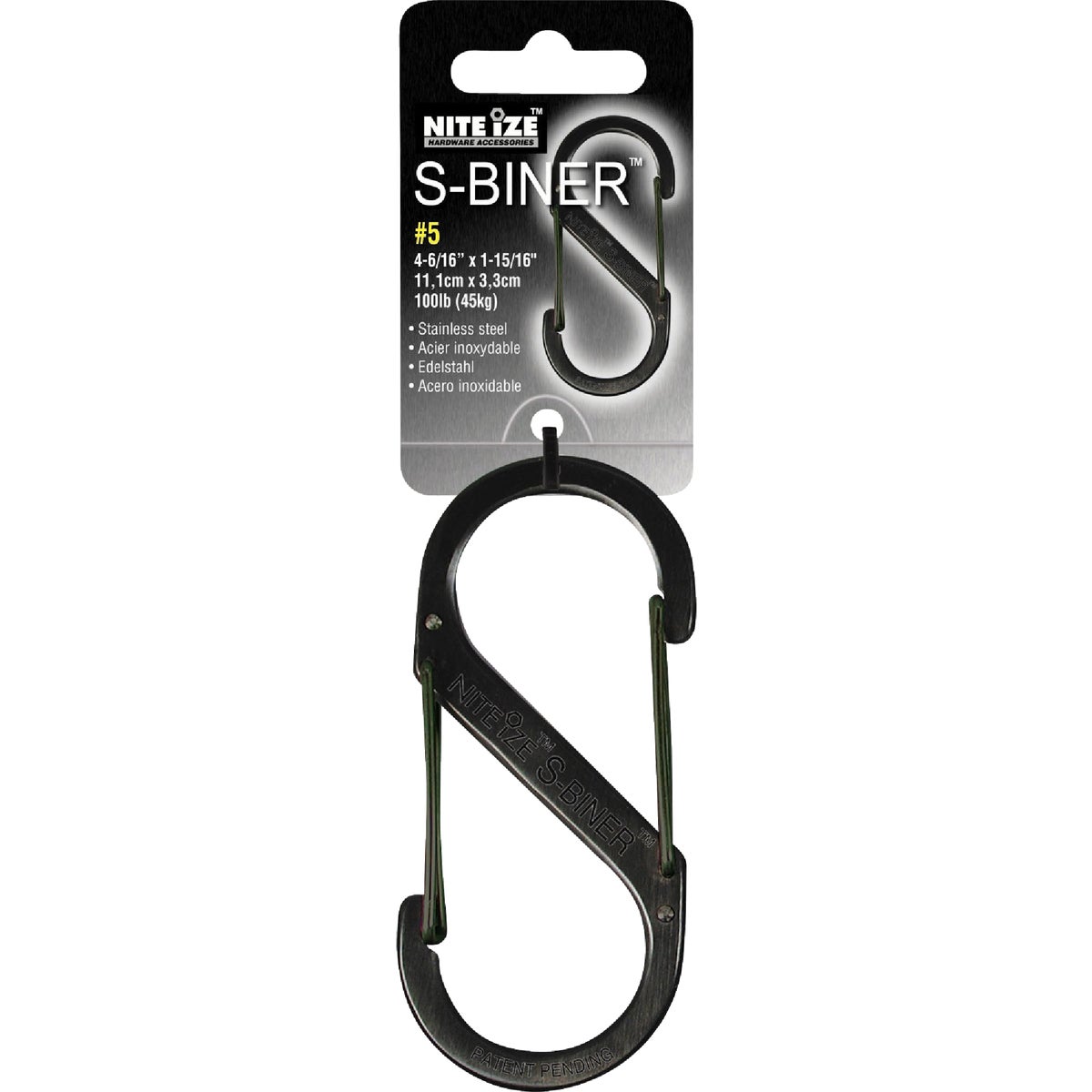 Nite Ize S-Biner Size 5 100 Lb. Capacity Black S-Clip Key Ring