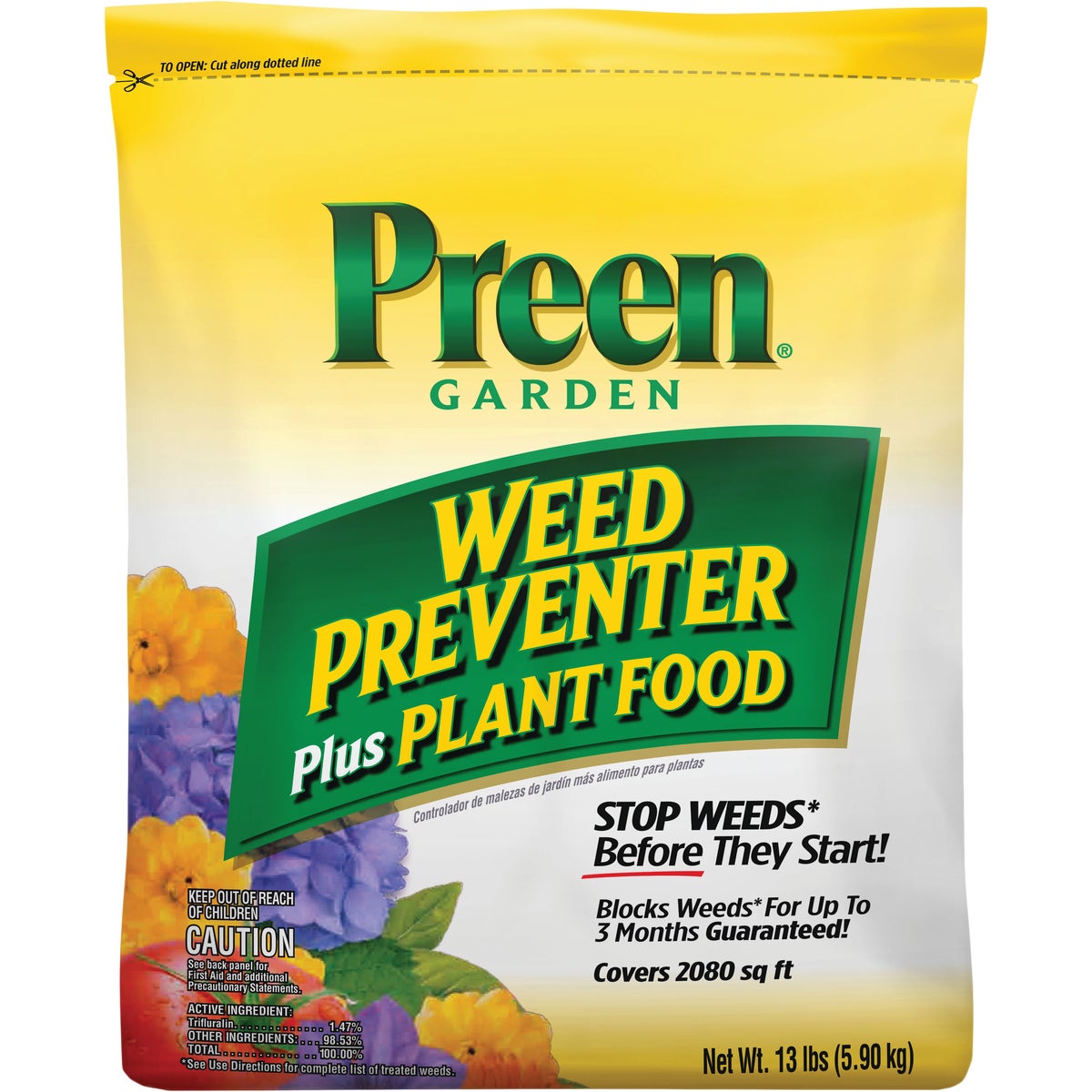 Preen 13 Lb. Ready To Use Granules Grass & Weed Preventer Plus Plant Food