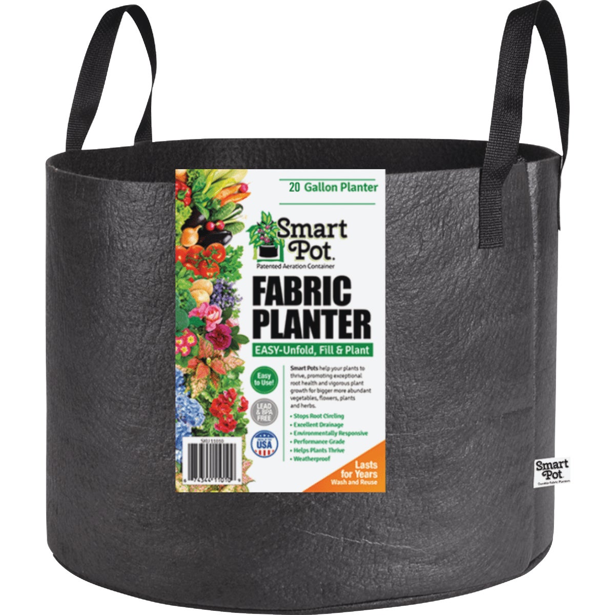 Smart Pot 20 Gal. Black Fabric Melon Grow Bag