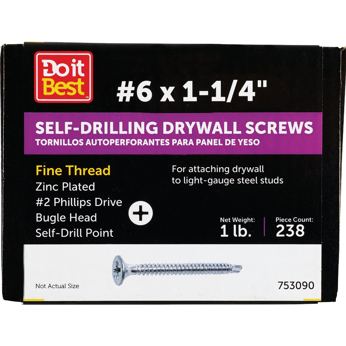Do it #6 x 1-1/4 In. Fine Thread Self-Drilling Drywall Screw (1 Lb. Box)