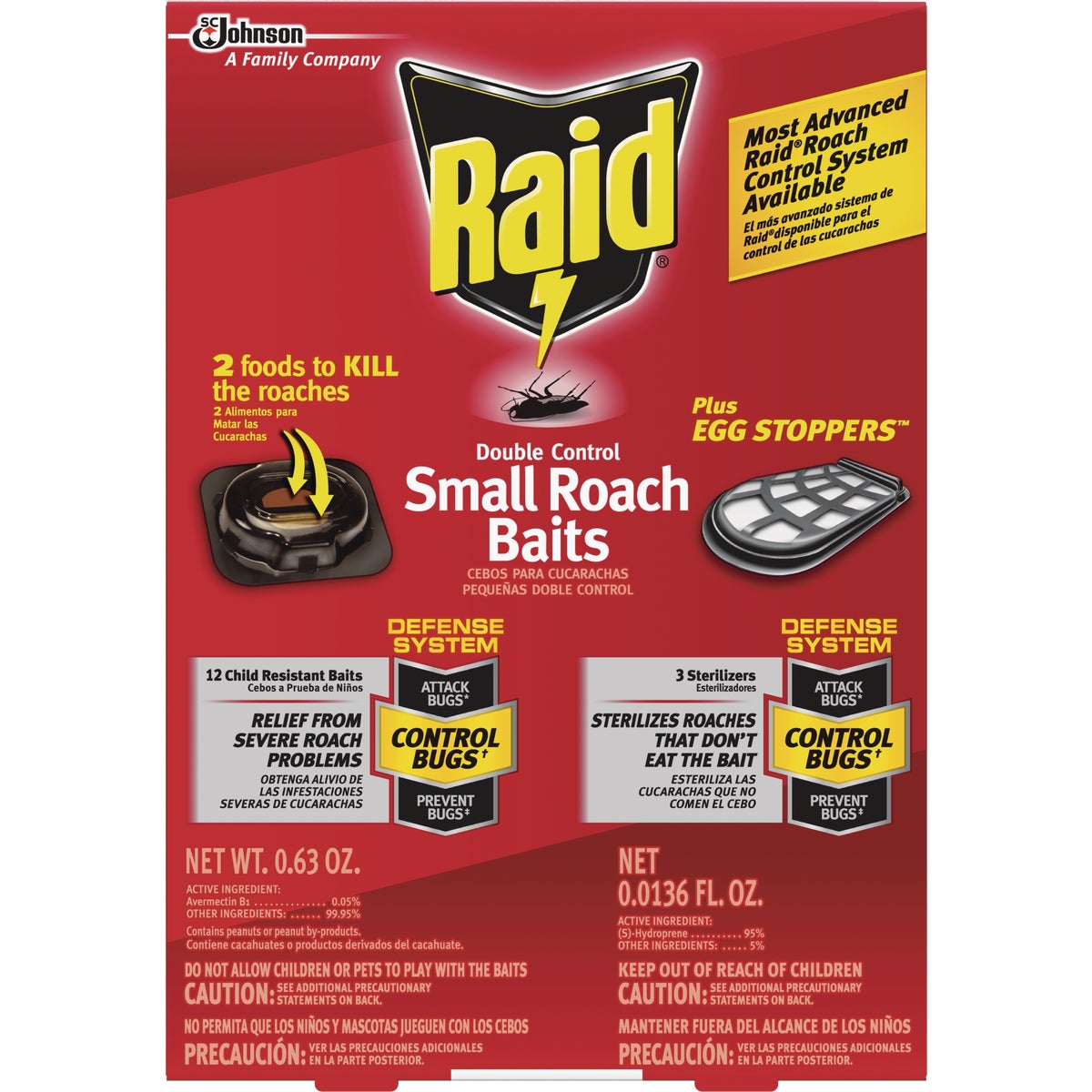 Raid Double Control 0.63 Oz. Solid Roach Bait Station with Egg Stoppers (12-Pack)