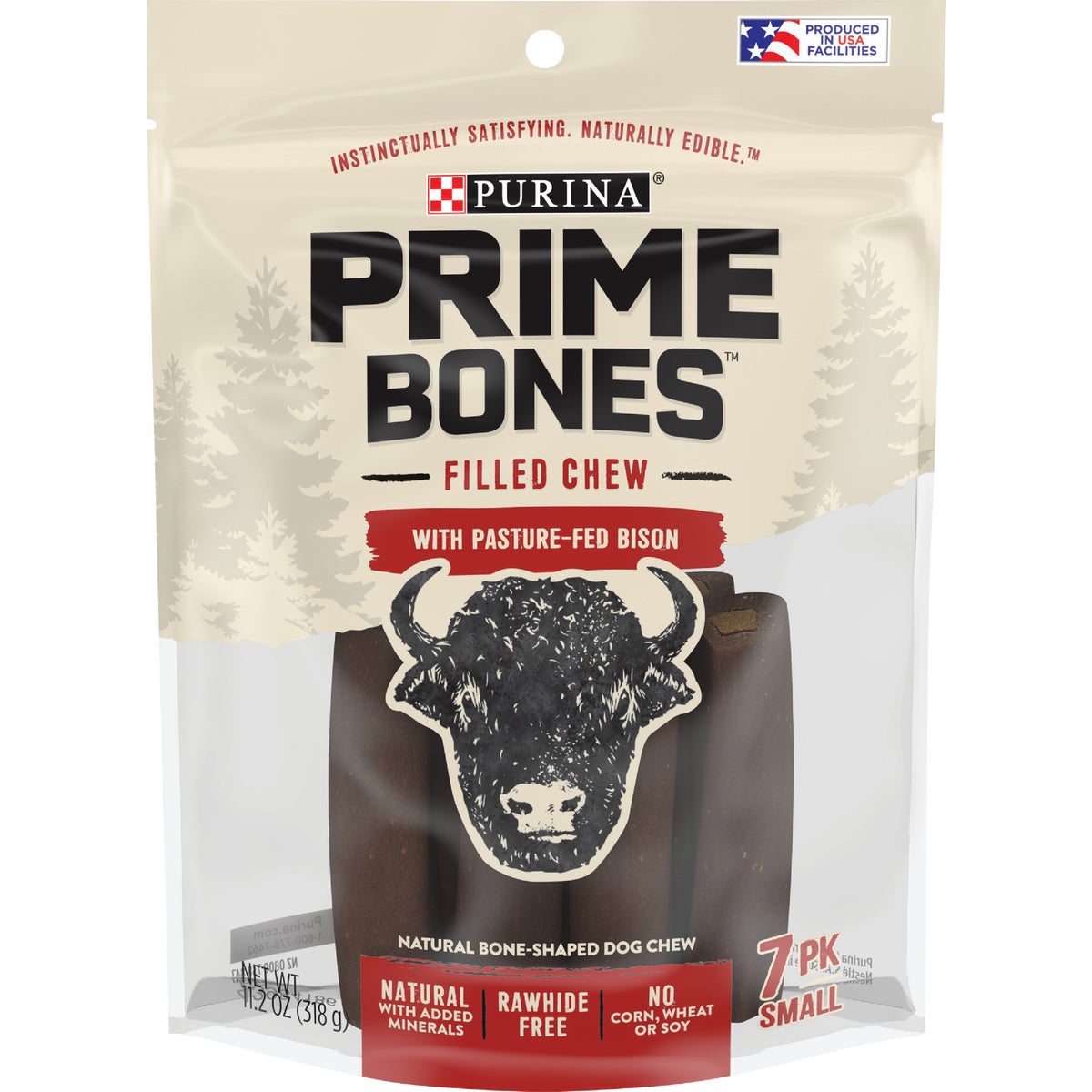 Purina Prime Bones Small Bison Flavor Filled Chew Dog Treat (7-Pack)