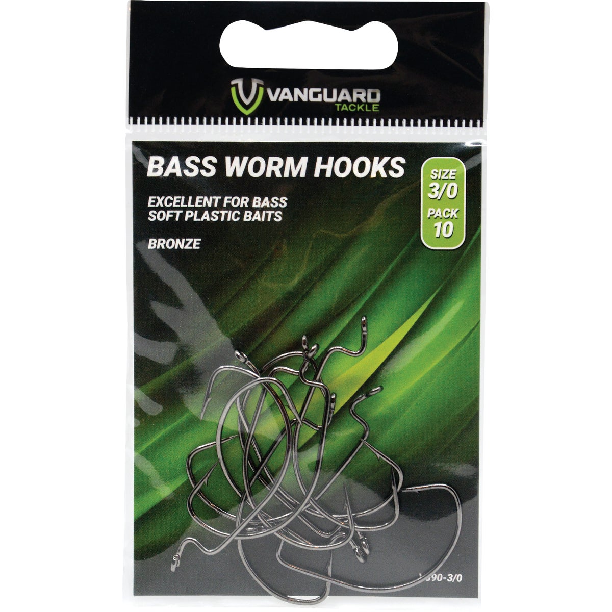 Vanguard Size 3/0 Bass Worm Hooks (10-Pack)