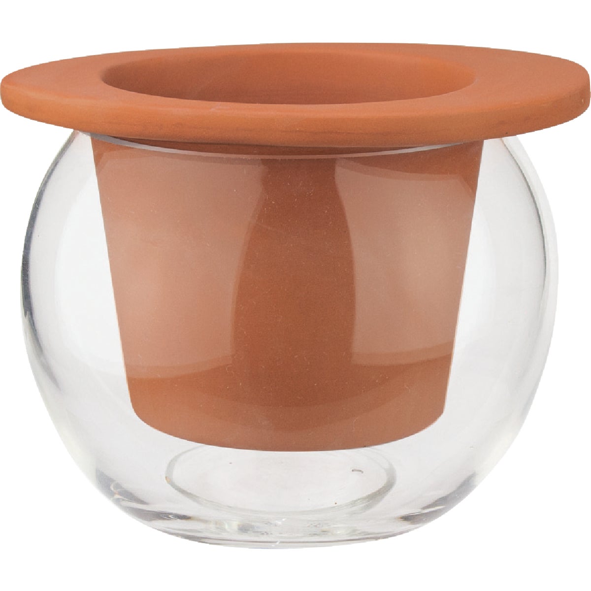 Syndicate Home and Garden 4.5 In. Terracotta & Glass Self-Watering Planter