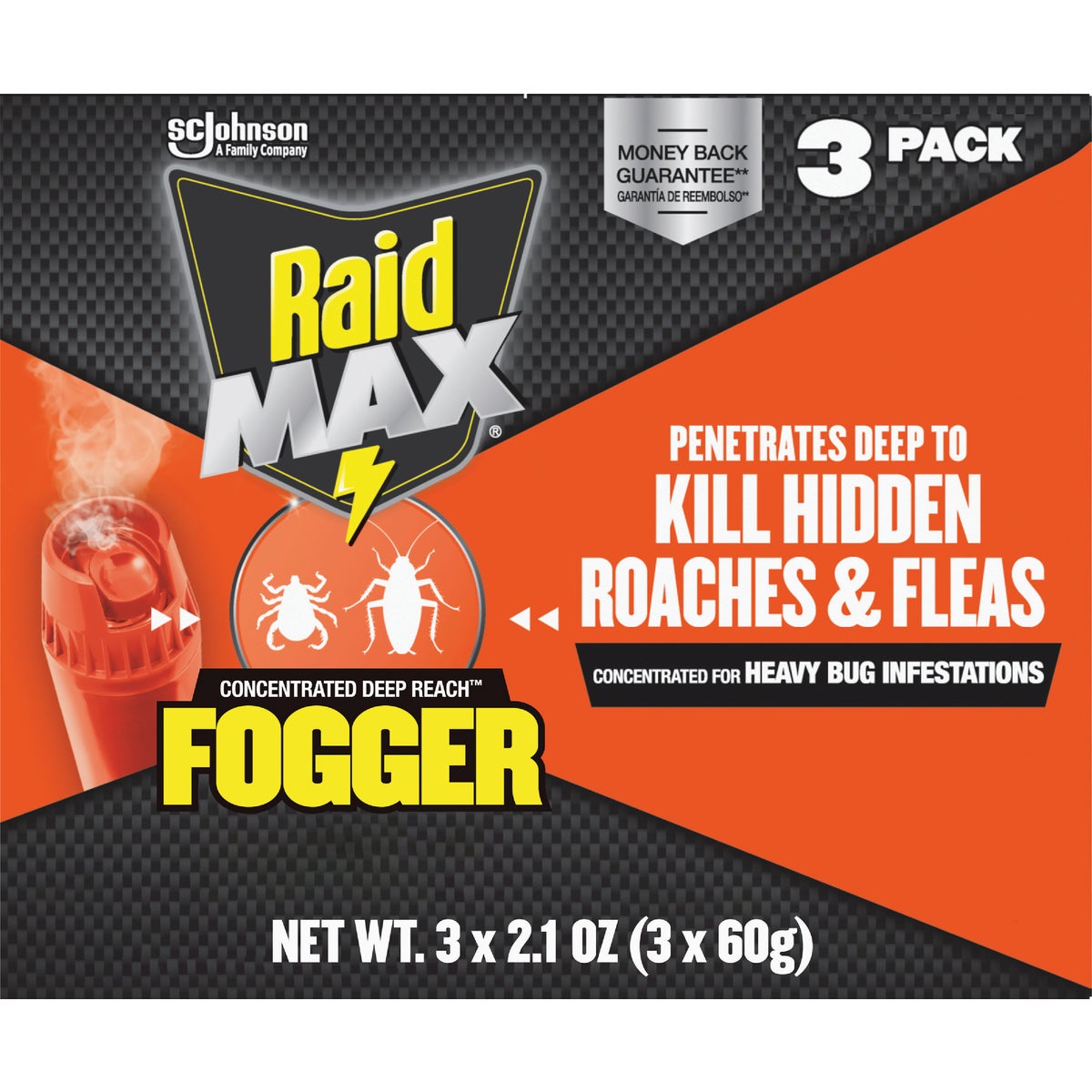 Raid Max Concentrated Deep Reach 2.1 Oz. Indoor Insect Fogger (3-Pack)