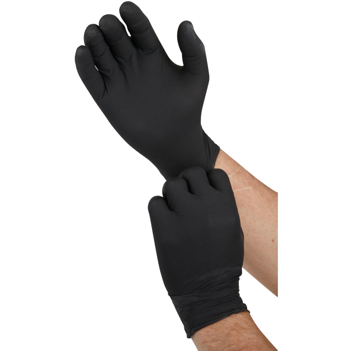 Grippaz Large Black Nitrile Fish Scale Texture Disposable Gloves (50-Pack)