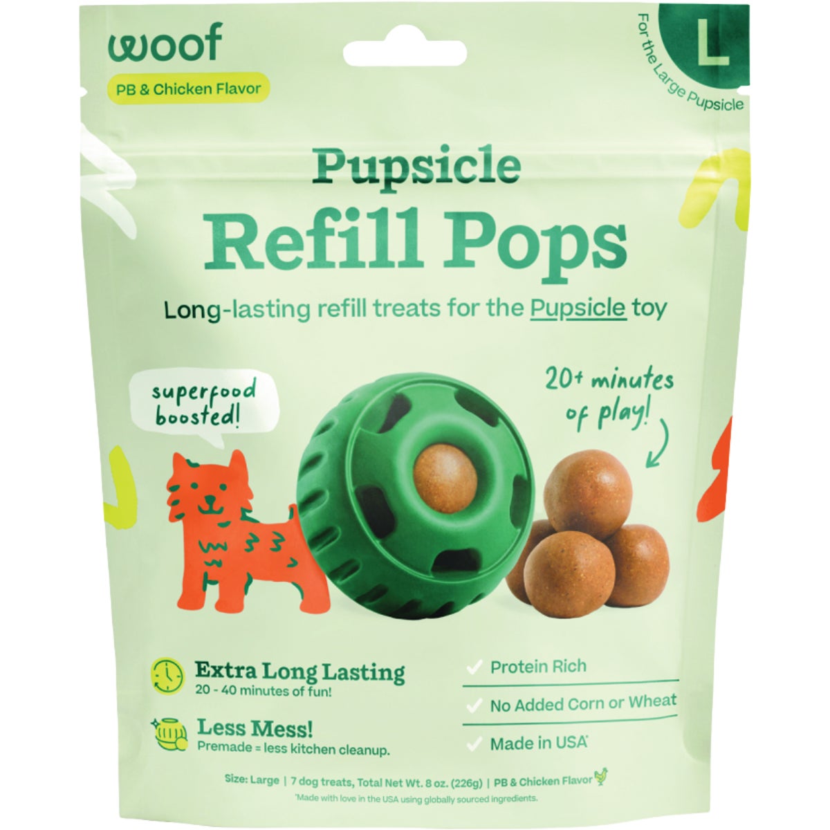Woof Pupsicle Large Peanut Butter & Chicken Refill Pop Treat (7-Pack)