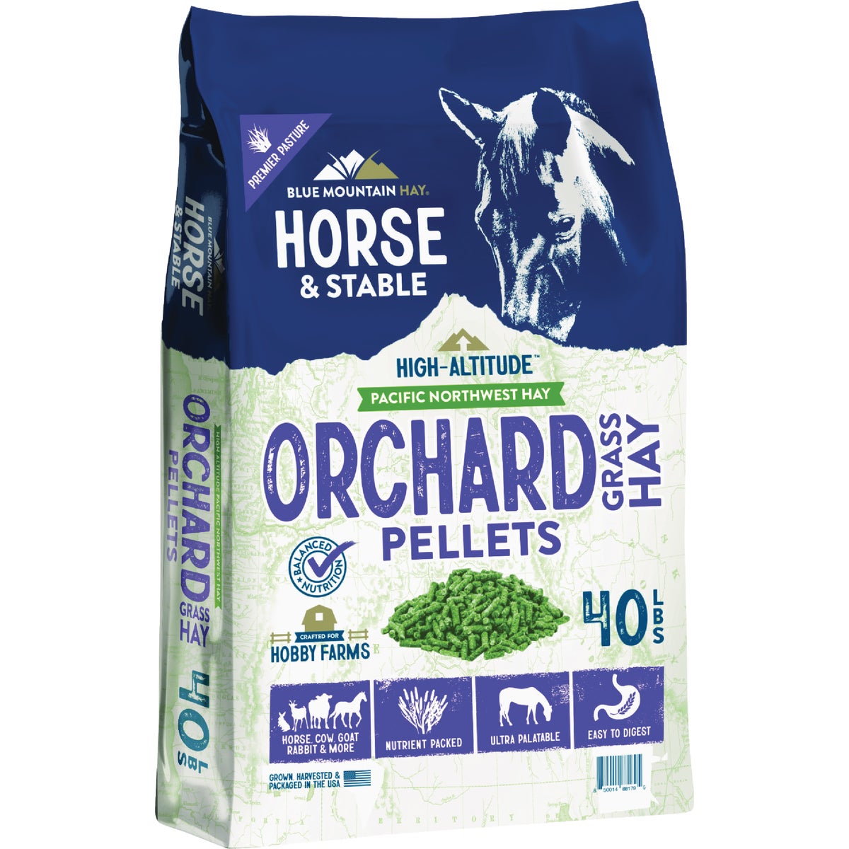 Blue Mountain Hay High Altitude 40 Lb. Orchard Grass Hay Pellets