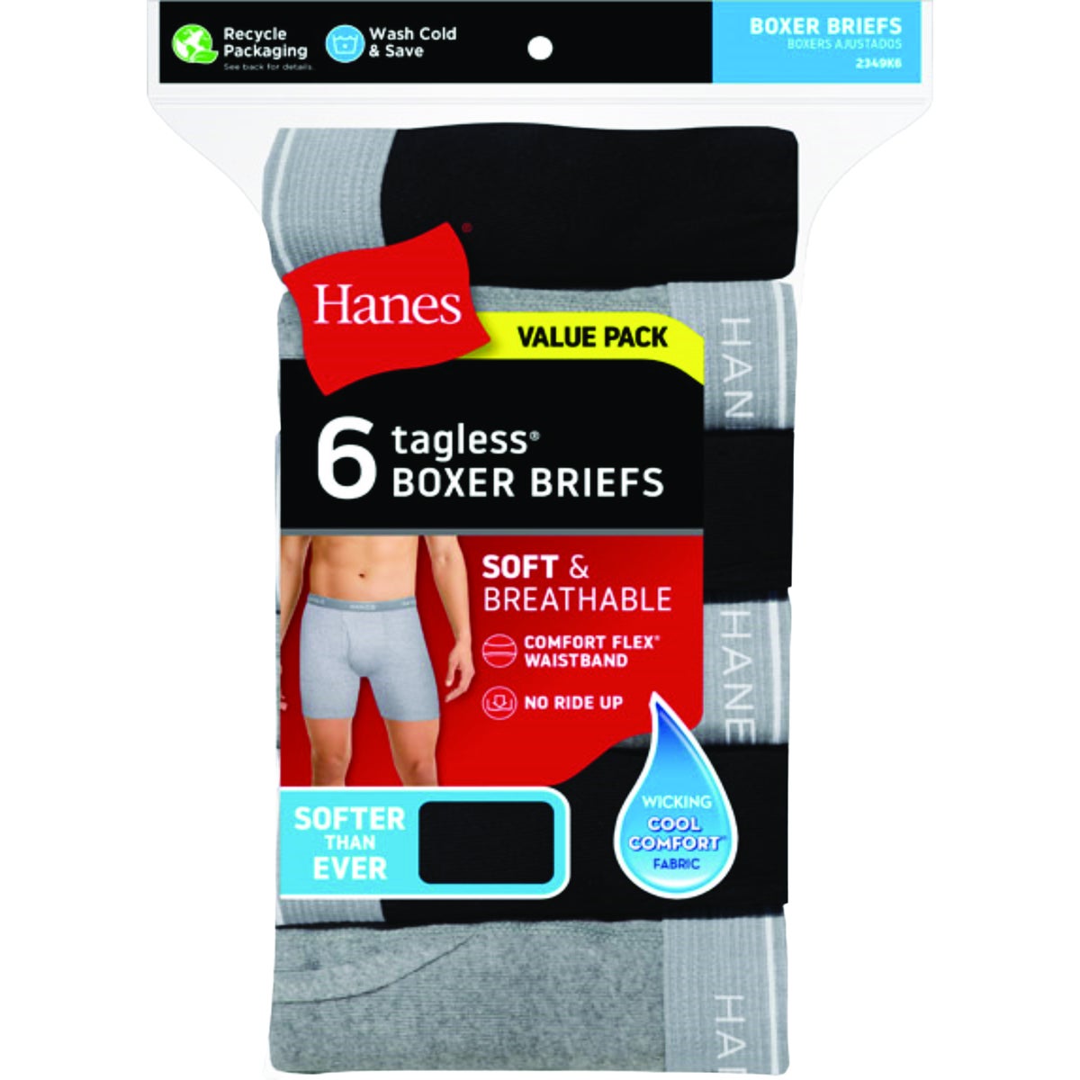 Hanes Men's 2XL Multi-Color Boxer Briefs (6-Pack)
