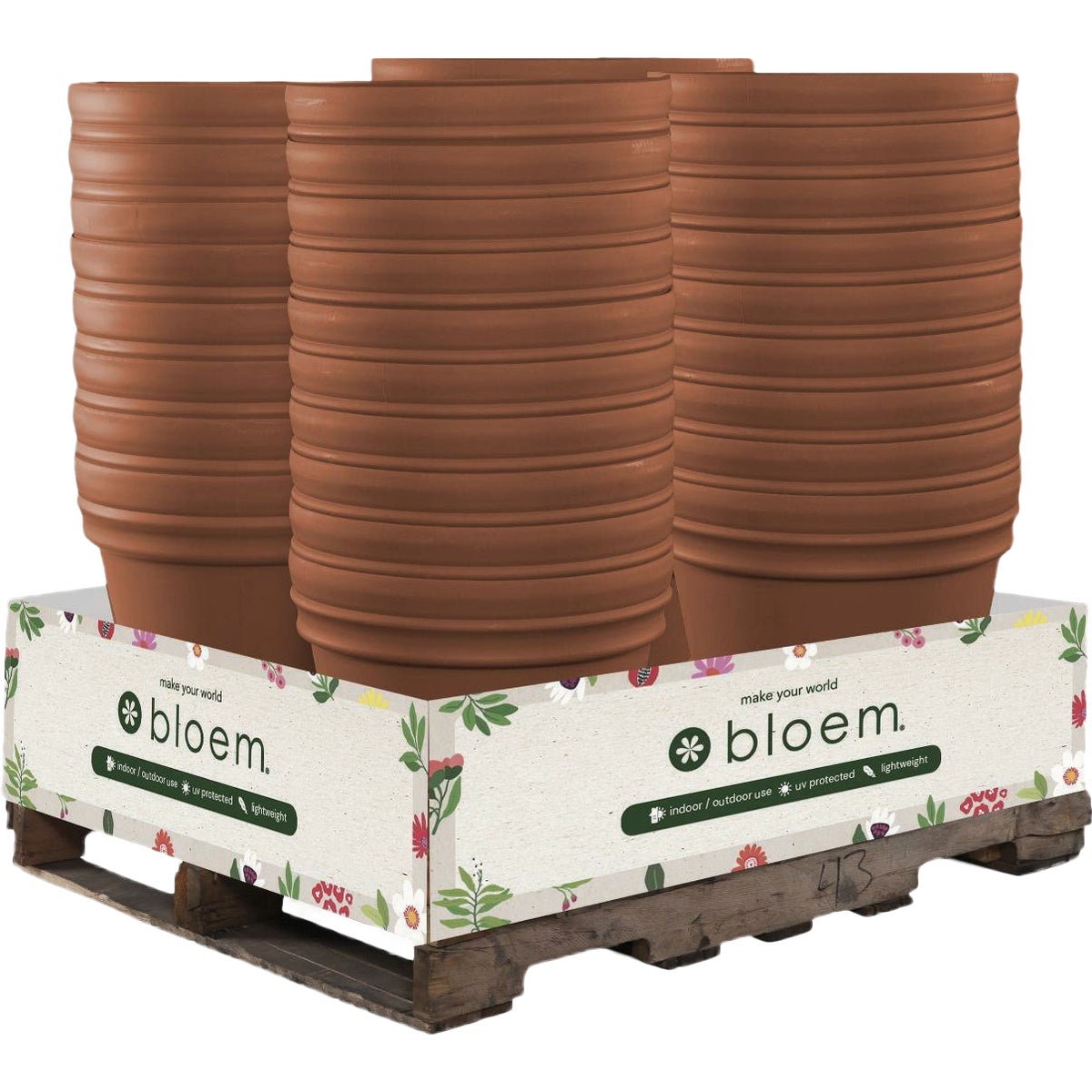 Bloem 22 In. Terra Cotta Rolled Rim Planter Display (32-Piece)