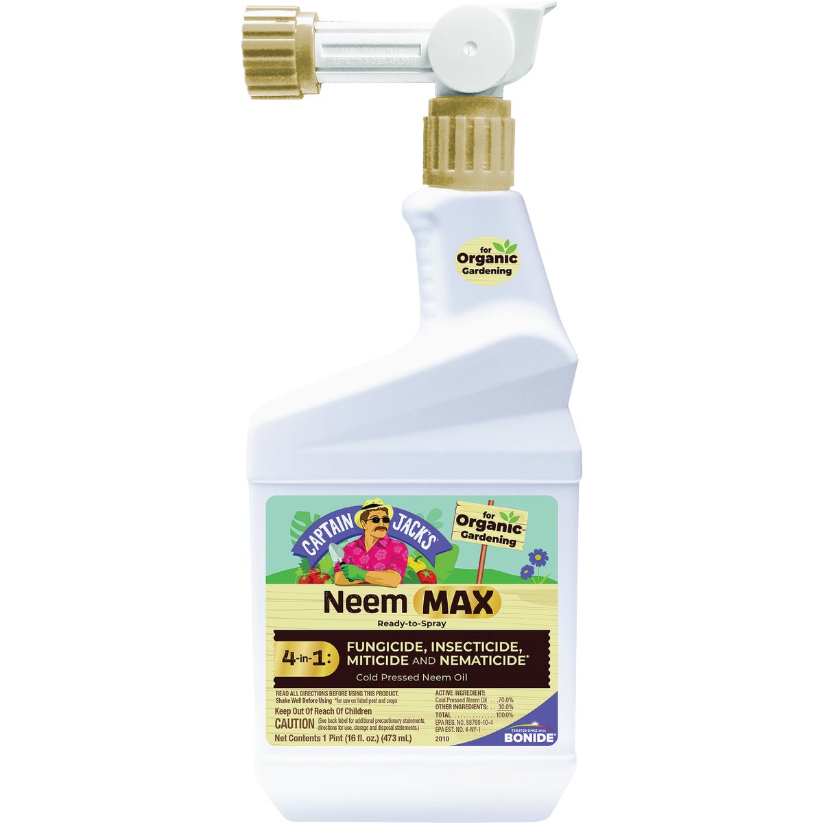 Captain Jack's Neem Max 4-In-1 16 Oz. Ready To Spray Hose End Organic Fungicide, Insecticide, Miticide, & Nematicide