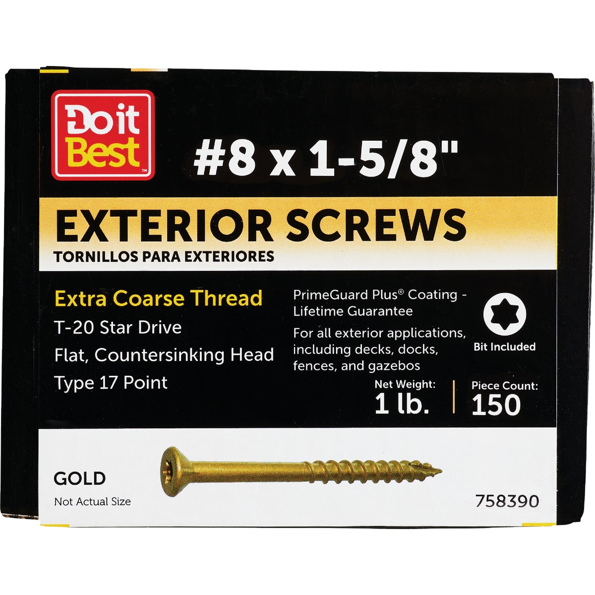 Do it #8 x 1-5/8 In. Gold Star Bugle-Head Wood Exterior Screw (1 Lb. Box)
