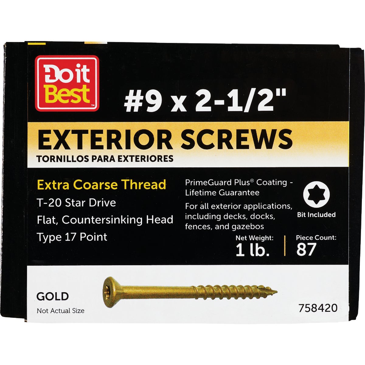 Do it #9 x 2-1/2 In. Gold Star Bugle-Head Wood Exterior Screw (1 Lb. Box)