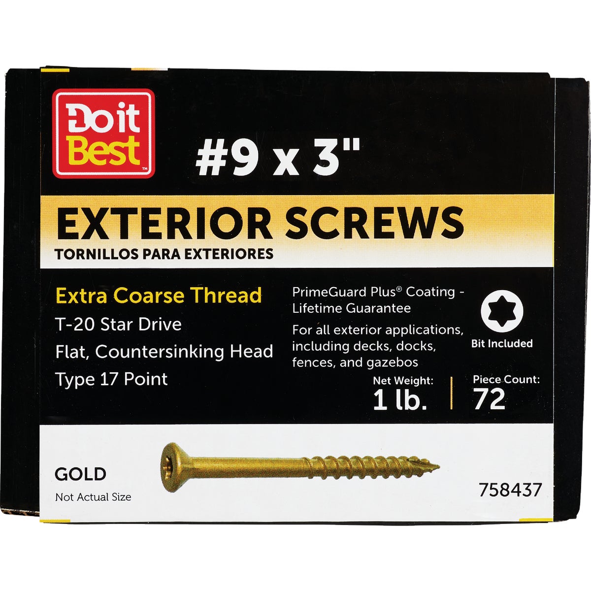 Do it #9 x 3 In. Gold Star Bugle-Head Wood Exterior Screw (1 Lb. Box)