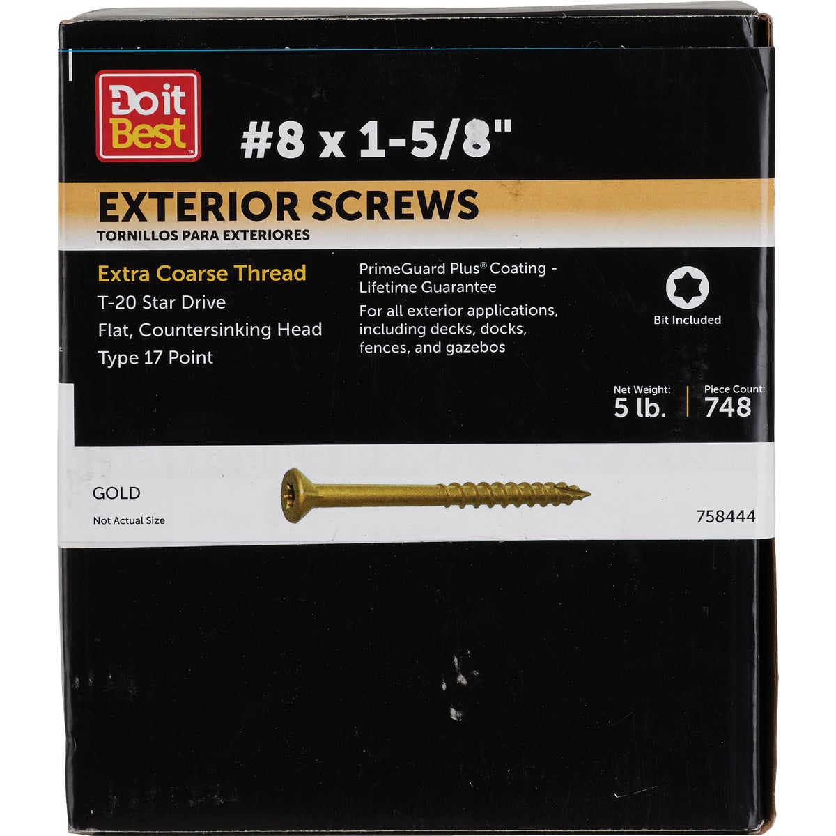 Do it #8 x 1-5/8 In. Gold Star Bugle-Head Wood Exterior Screw (5 Lb. Box)