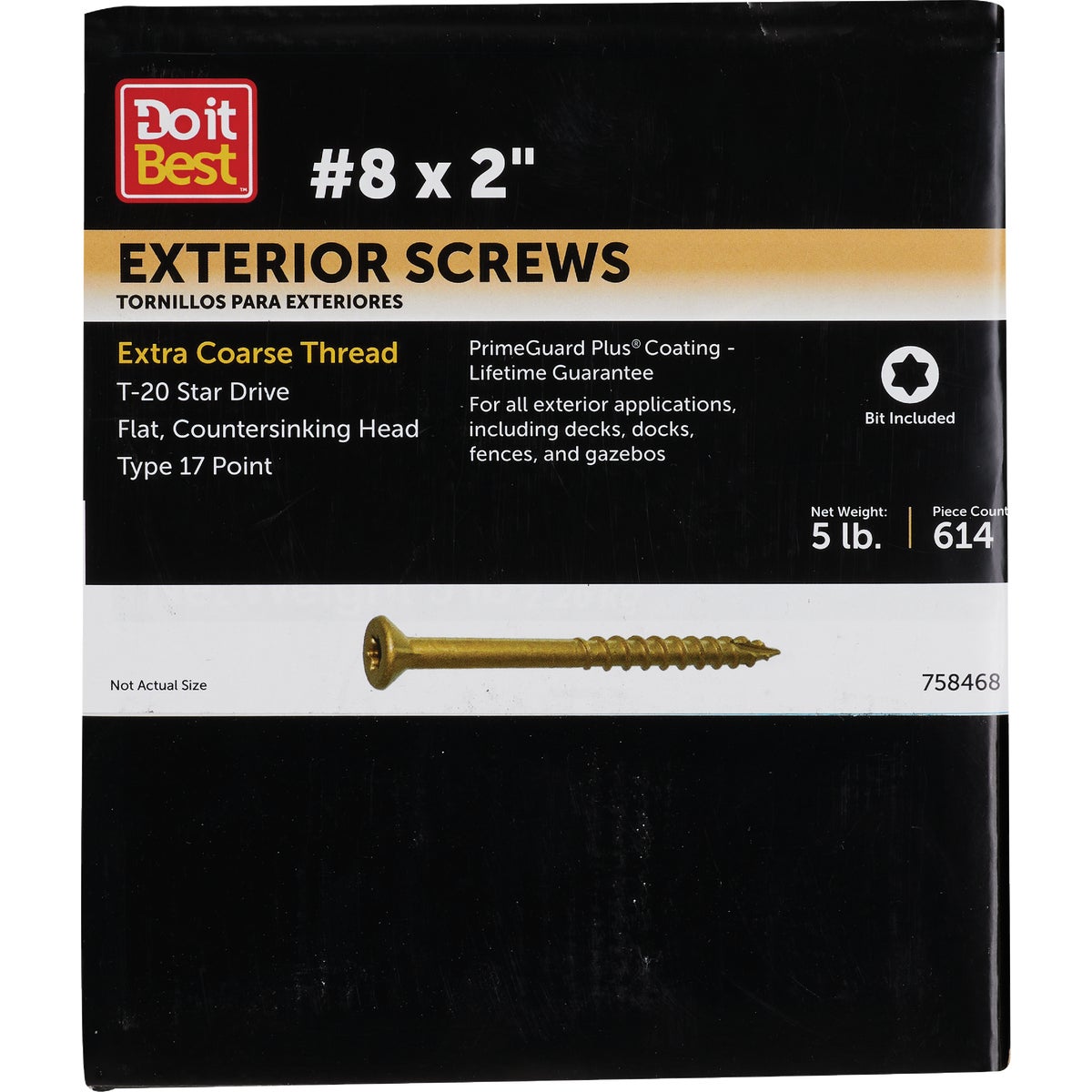 Do it #8 x 2 In. Gold Star Bugle-Head Wood Exterior Screw (5 Lb. Box)
