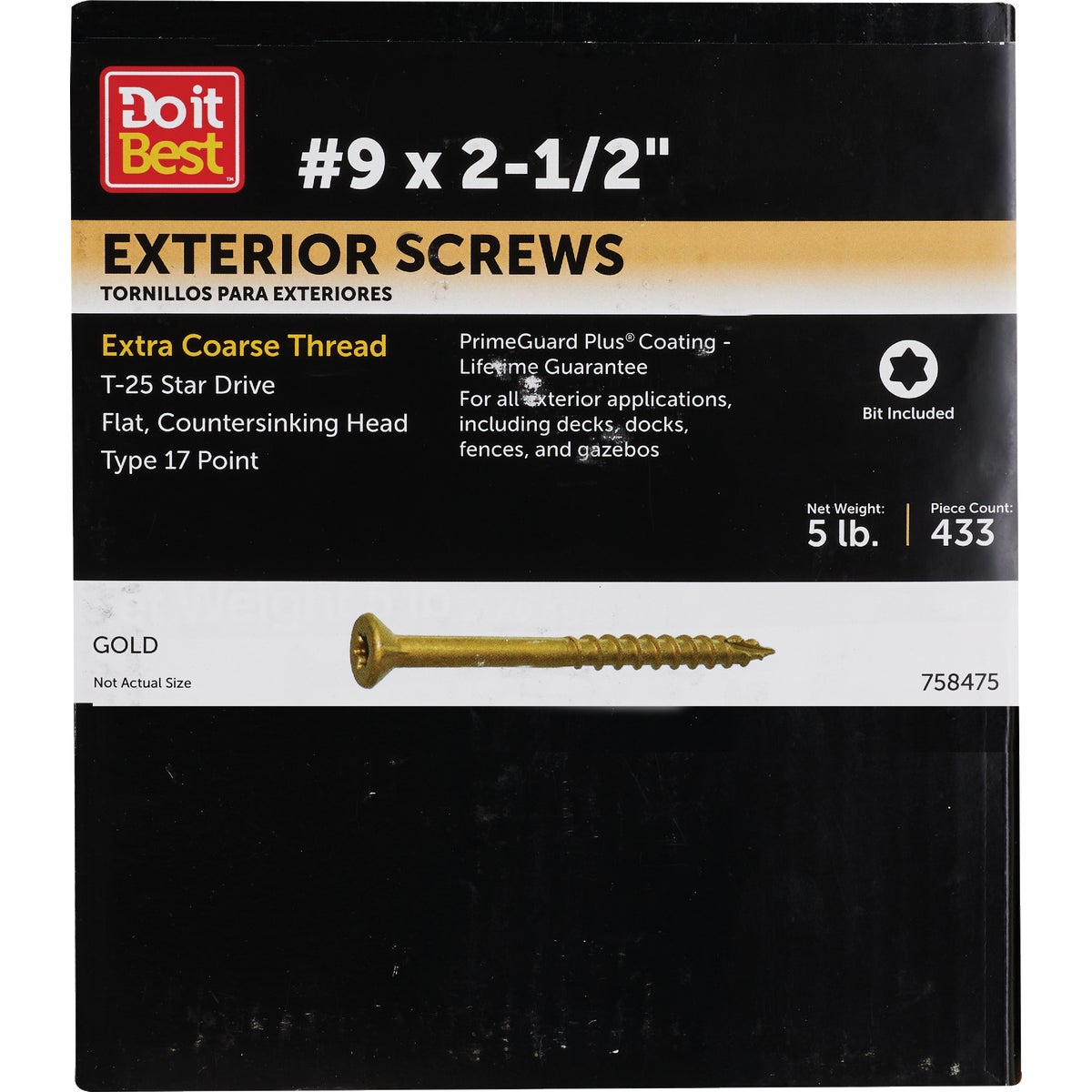 Do it #9 x 2-1/2 In. Gold Star Bugle-Head Wood Exterior Screw (5 Lb. Box)