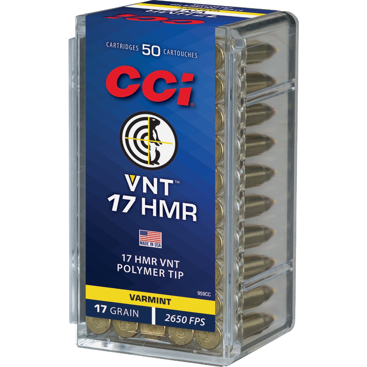 CCI 17 HMR 17 Grain Varmint Tipped Rimfire Ammunition Cartridges