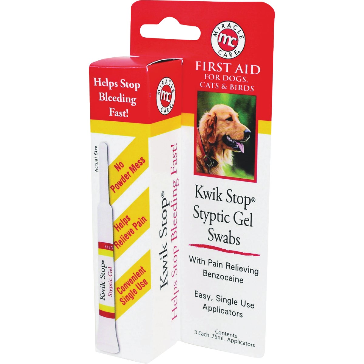 Miracle Care Kwik-Stop Styptic Gel Swab (3-Pack)