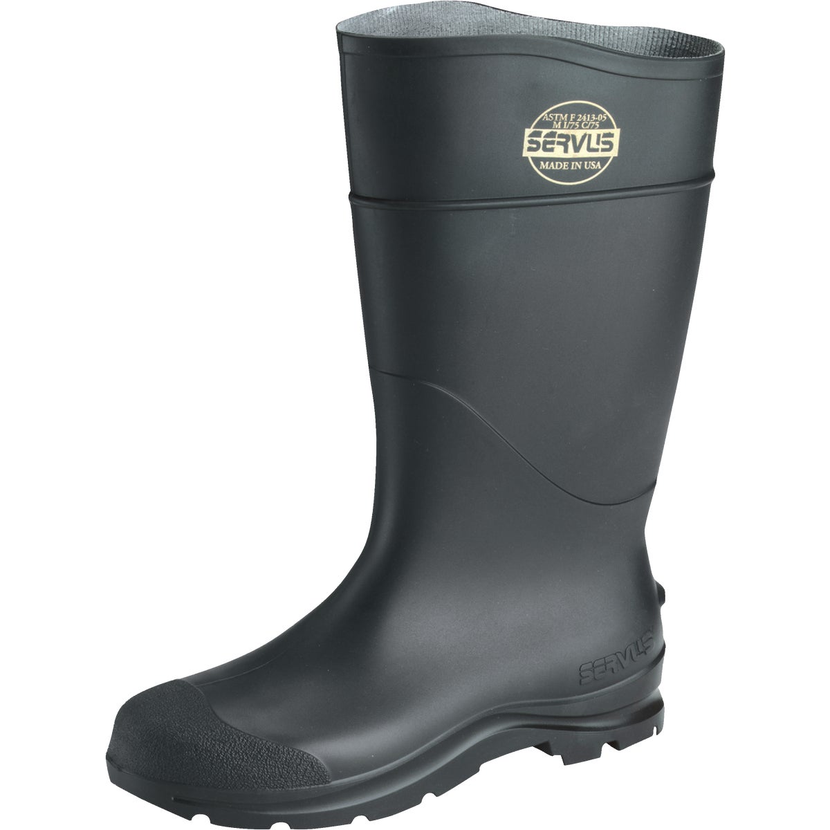 Servus Men's Size 8 Black Steel Toe PVC Rubber Boot