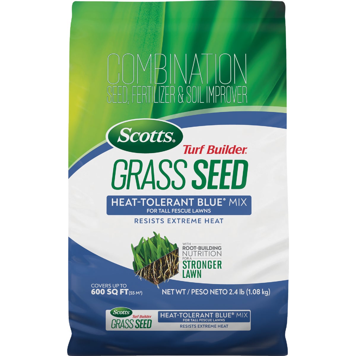 Scotts Turf Builder 5.6 Lb. 465 Sq. Ft. Heat-Tolerant Blue Mix For Tall Fescue Lawns Seed, Fertilizer, and Soil Improver Combination