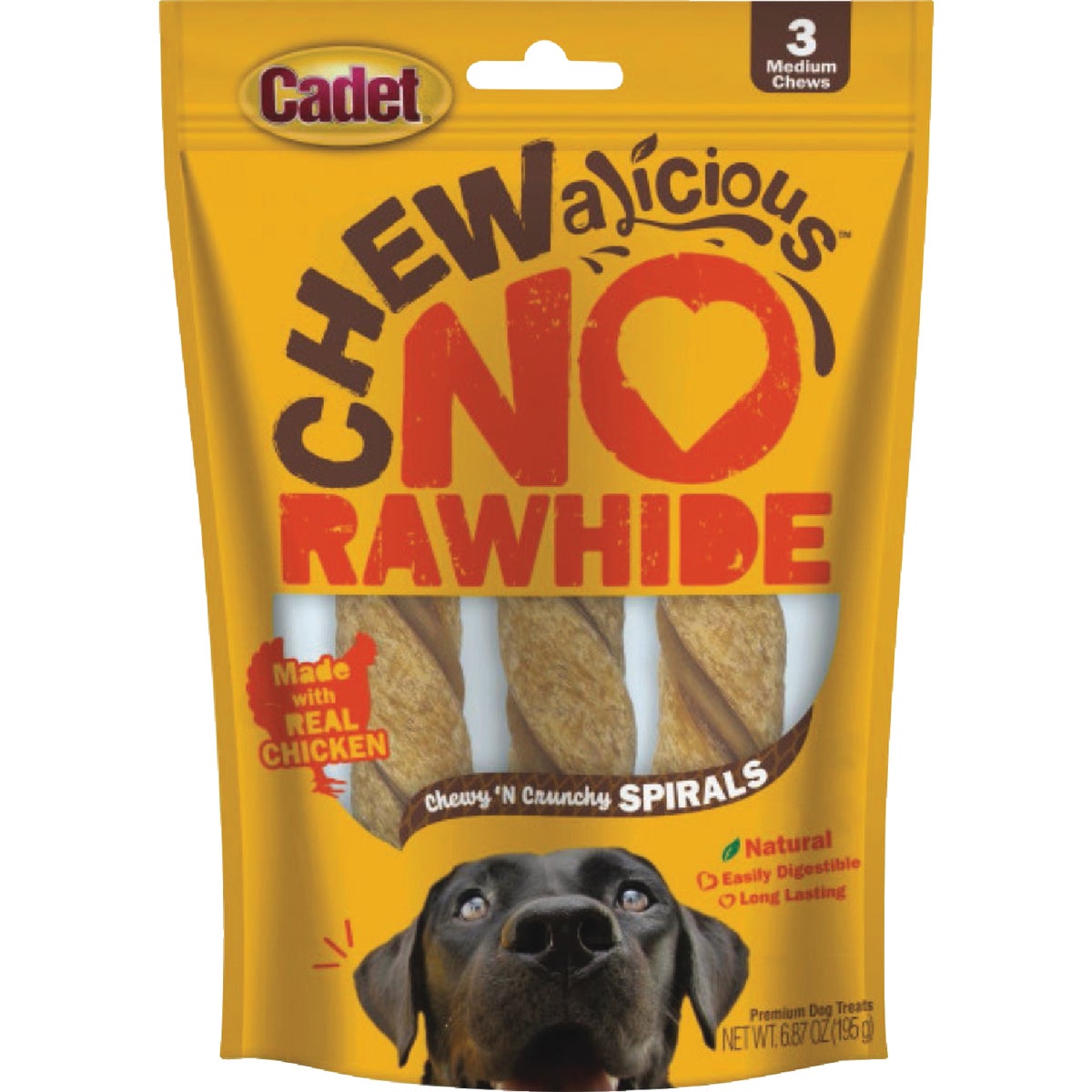 Cadet Chewalicious Chewy 'N Crunchy Medium Chicken Spiral Dog Treat (3-Count)