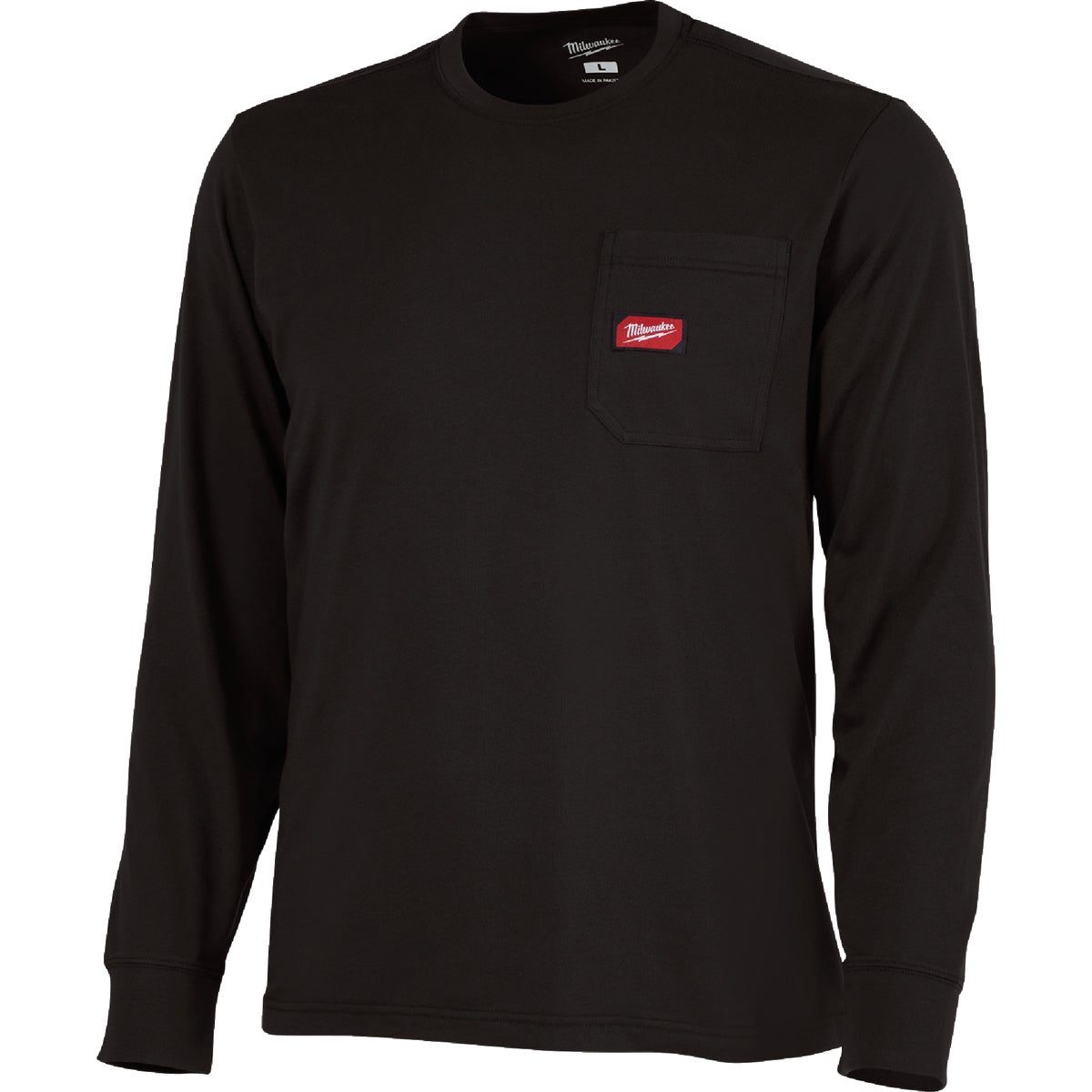 Milwaukee Small Black Long Sleeve Heavy-Duty Pocket T-Shirt
