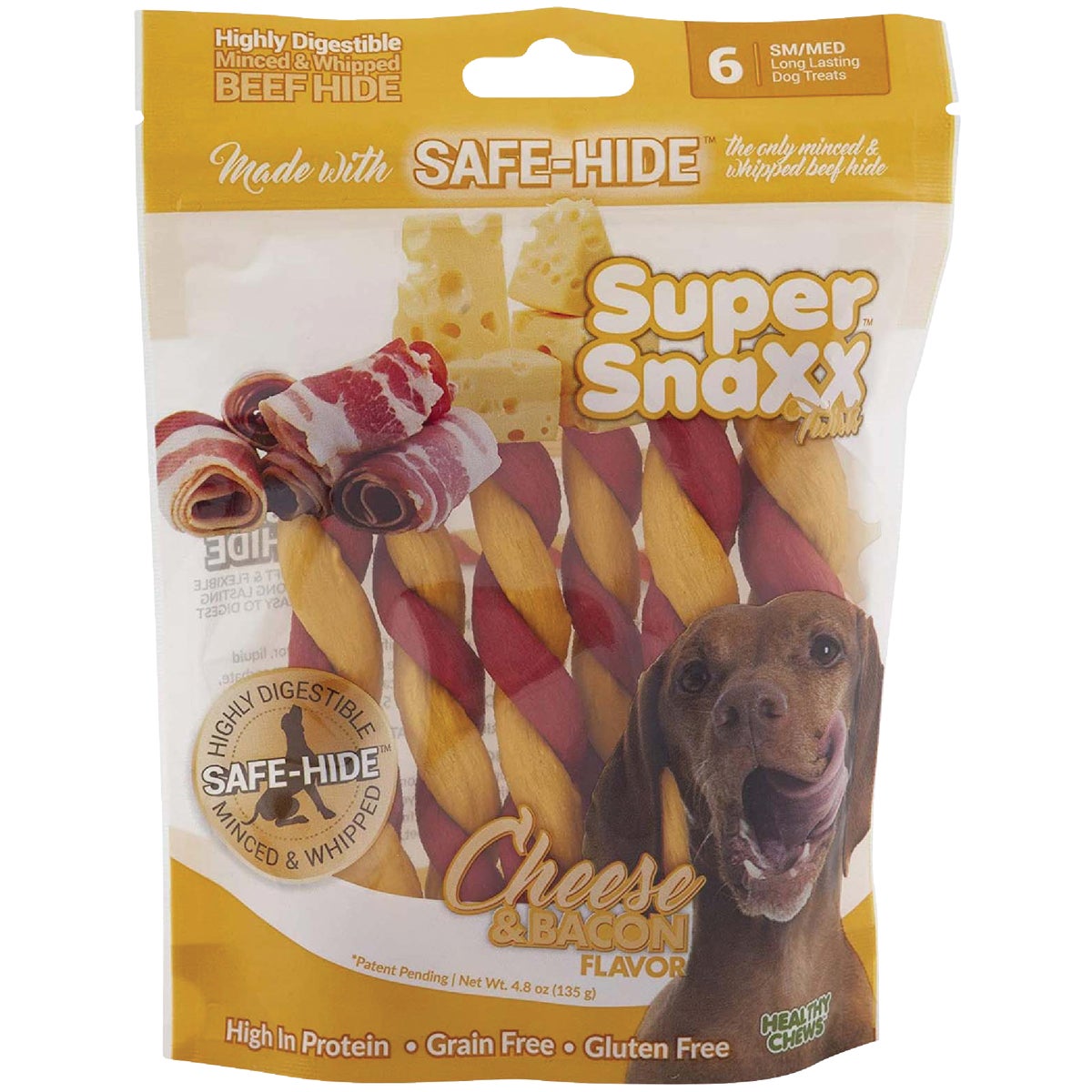 Healthy Chews Super SnaXX Twists Cheese & Bacon Dog Treat (6-Pack)