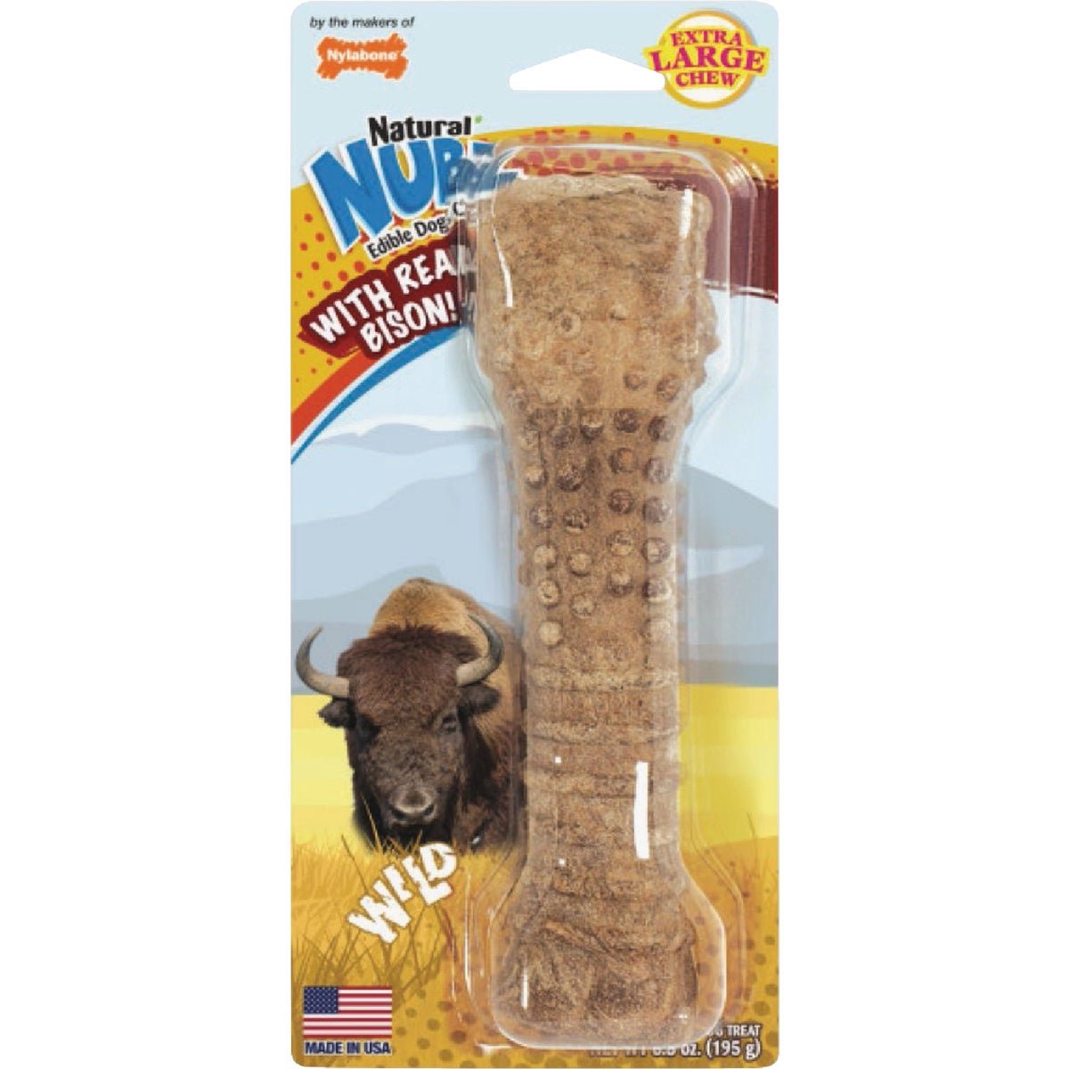 Nylabone Nubz XL Bison Natural Long Lasting Edible Dog Chew