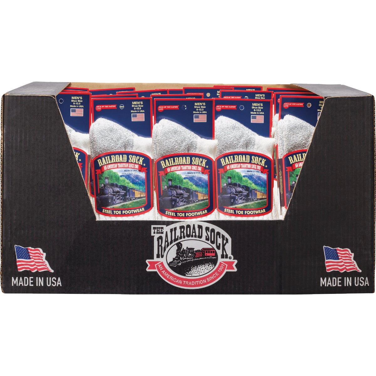 Railroad Sock Merino Wool Steel Toe Boot Crew Sock Assortment (60-Count)