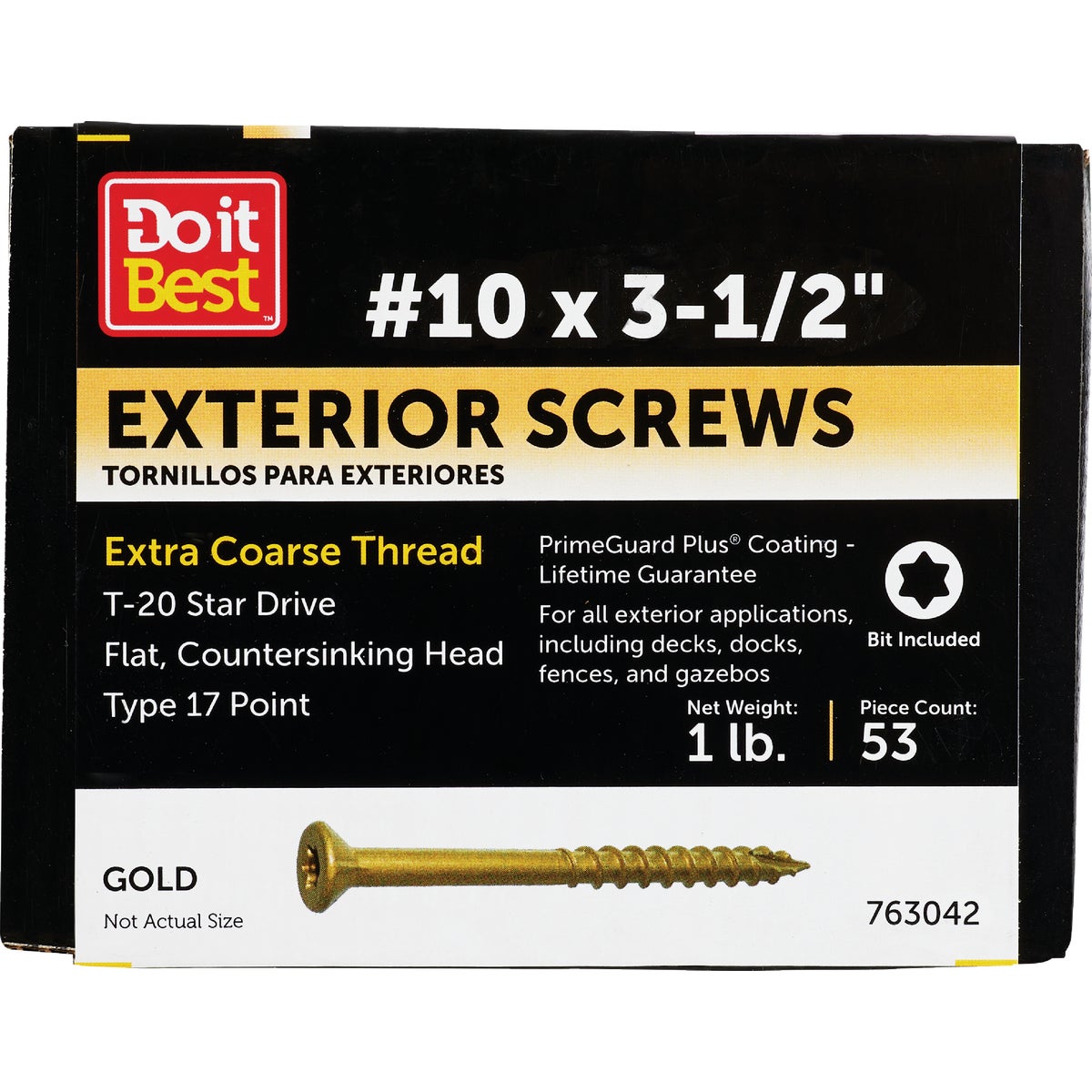 Do it #10 x 3-1/2 In. Gold Star Bugle-Head Wood Exterior Screw (1 Lb. Box)