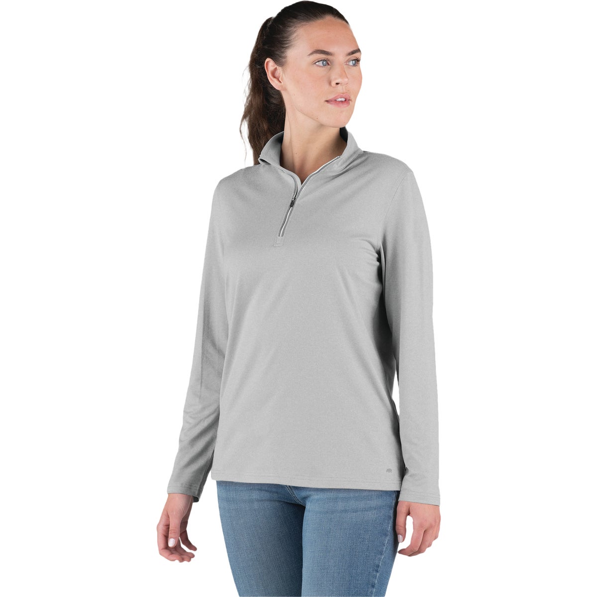 Berne Women's Large Heather Gray Midweight UPF Quarter-Zip Shirt
