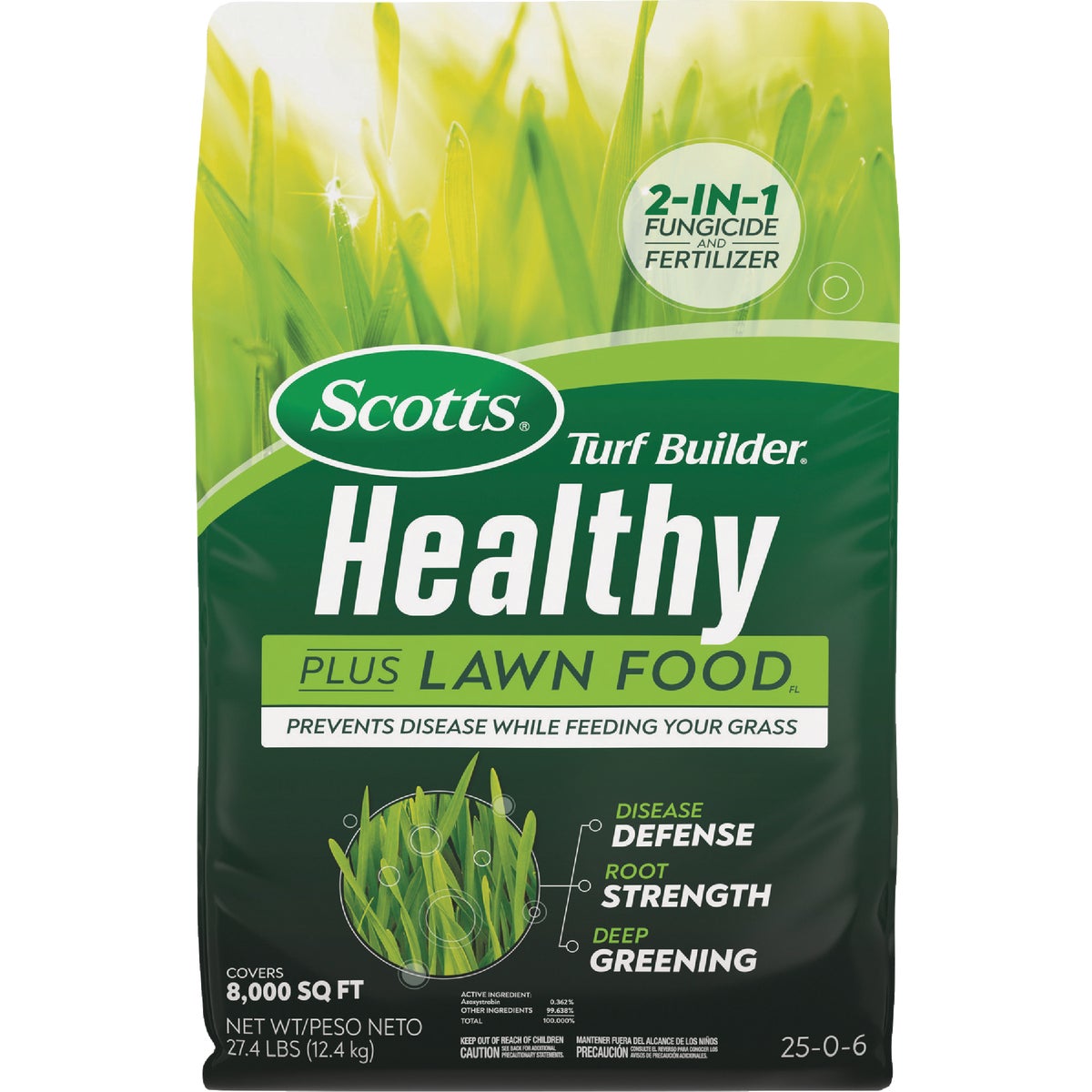 Scotts Turf Builder Healthy Plus Lawn Food FL 8000 Sq. Ft. 2-In-1 Fungicide & Fertilizer