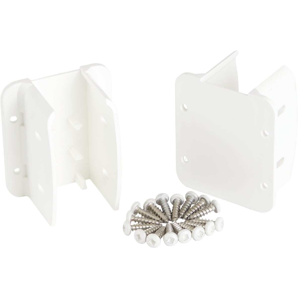 1-1/2 In. x 3 In. White Vinyl Fence Panel Mounting Kit (2-Pack)