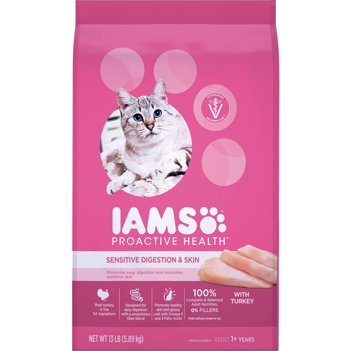 Iams Proactive Health Sensitive Digestion & Skin Formula 13 Lb. Turkey Flavor Adult Dry Cat Food