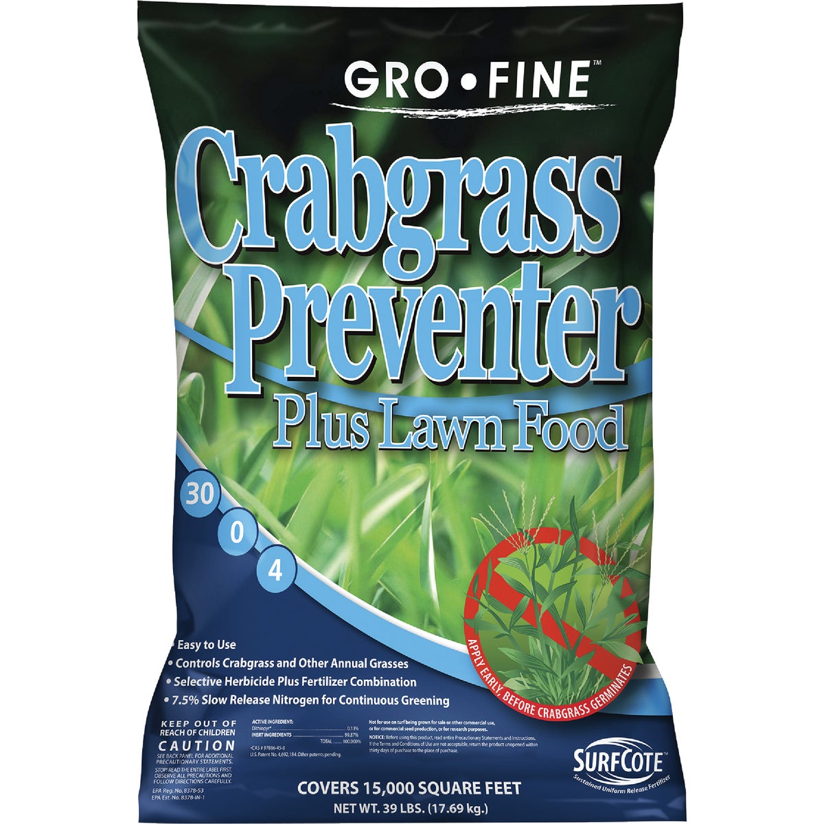 Gro-Fine 39 Lb. 15,000 Sq. Ft. 30-0-4 Lawn Fertilizer with Crabgrass Preventer