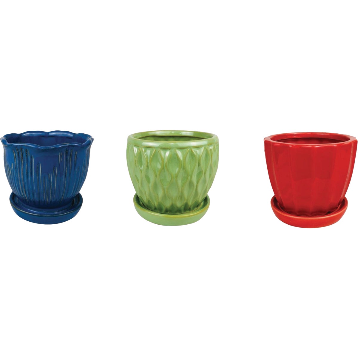 Border Concepts Ceramic Colville Faceted/Carved Wave Planter Assortment