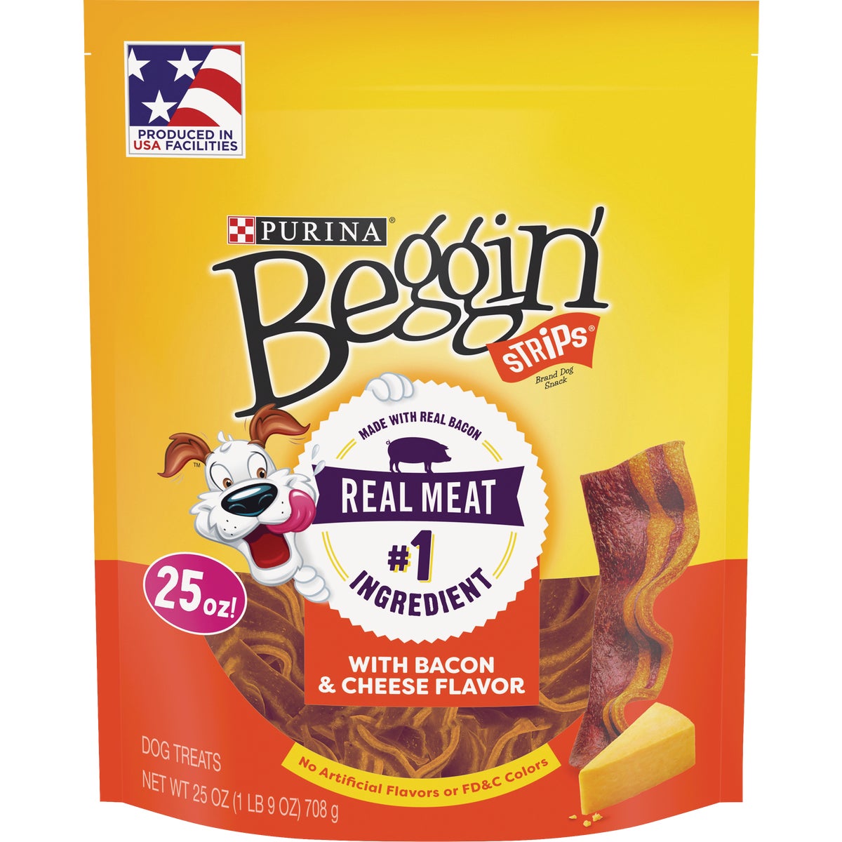 Purina Beggin' Strips Bacon & Cheese Flavor Chewy Dog Treat, 25 Oz.