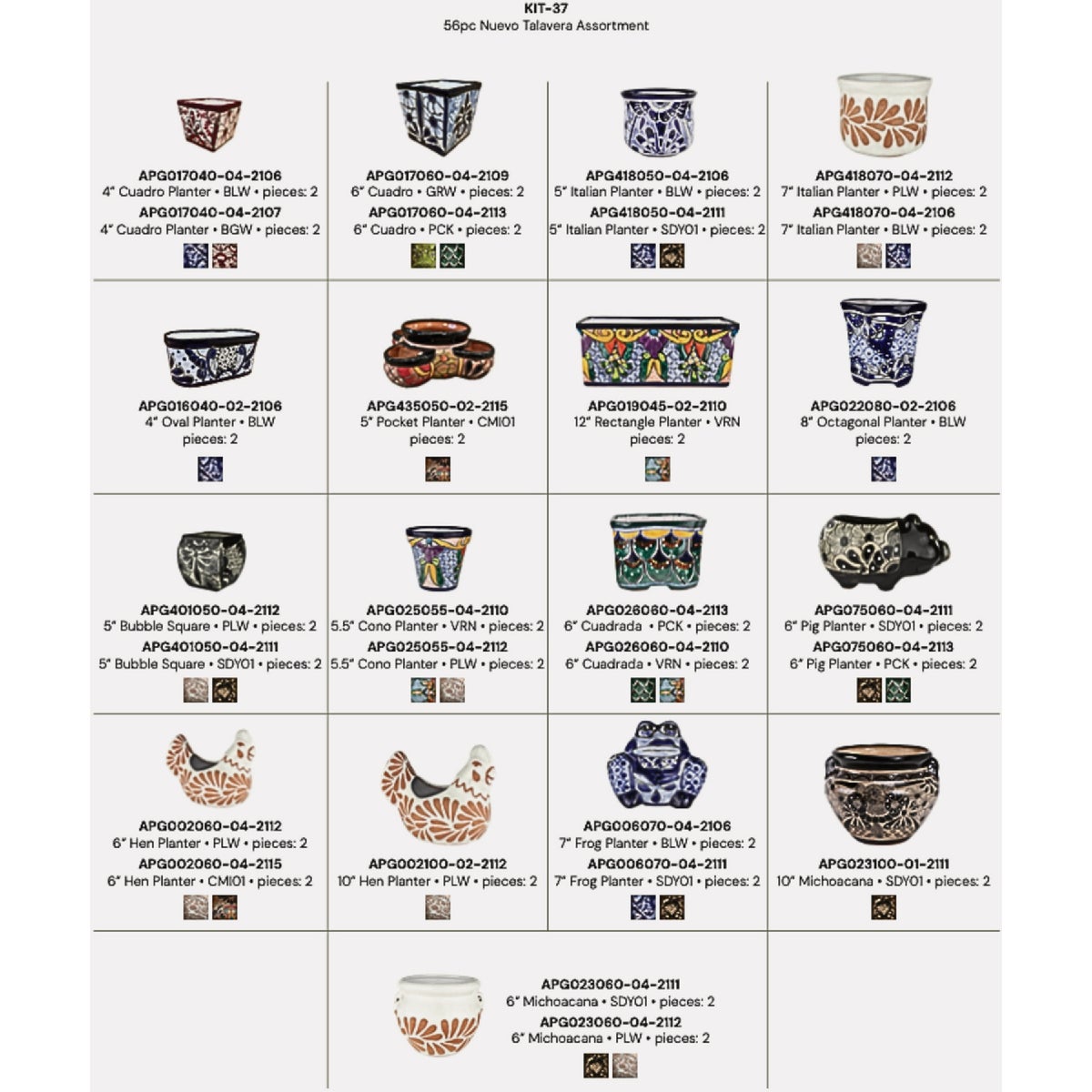 Avera Products Talavera Nuevo Planter Assortment (56-Piece)