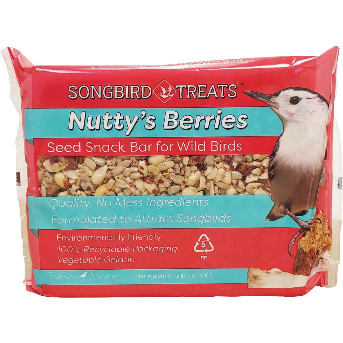Wildlife Sciences Songbird Treats 1.75 Lb. Nutty's Berries Seed Bar