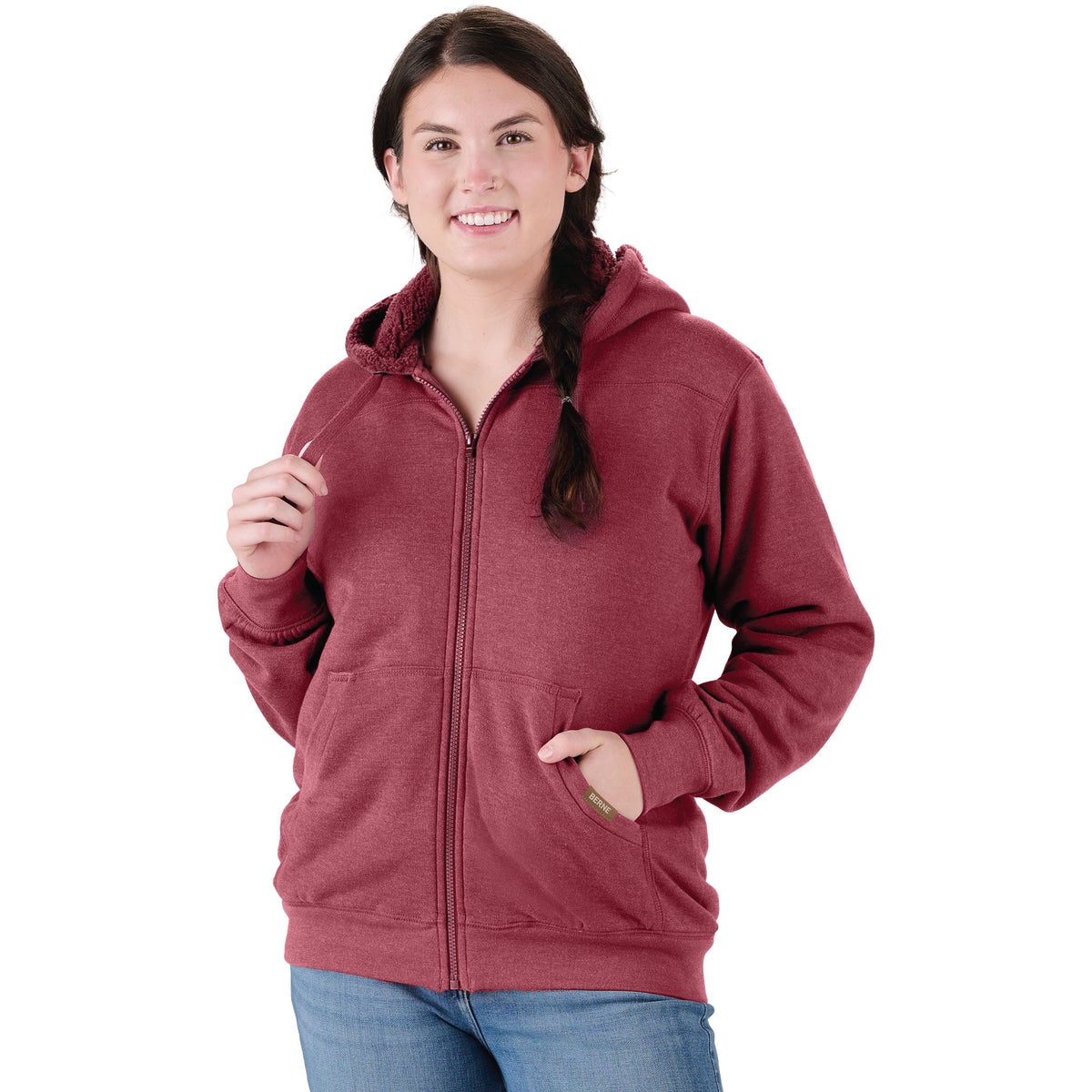 Berne Women's 2XL Sangria Sherpa-Lined Full-Zip Hooded Sweatshirt